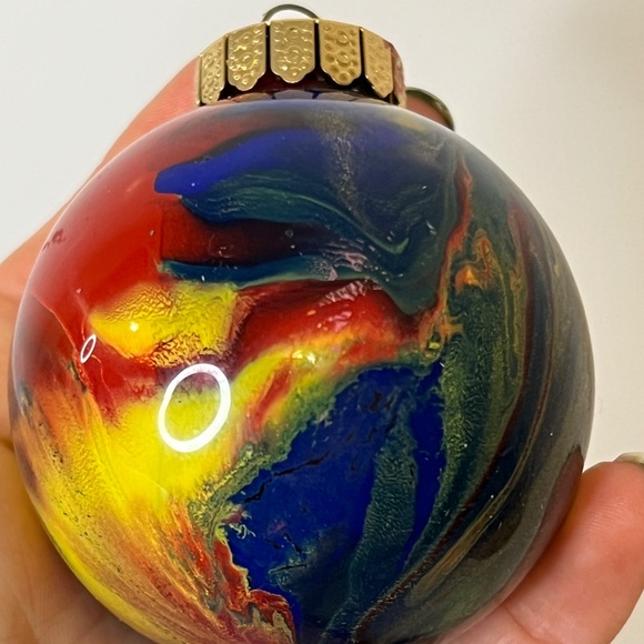 Vintage Swirl Multicolour Tie Dye Christmas Ornaments Made In U.S.A - Picture 10 of 16